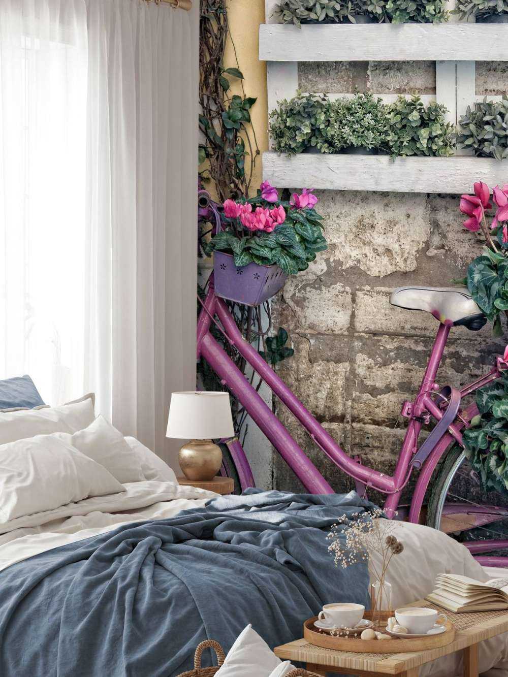 Vintage bike with flowers