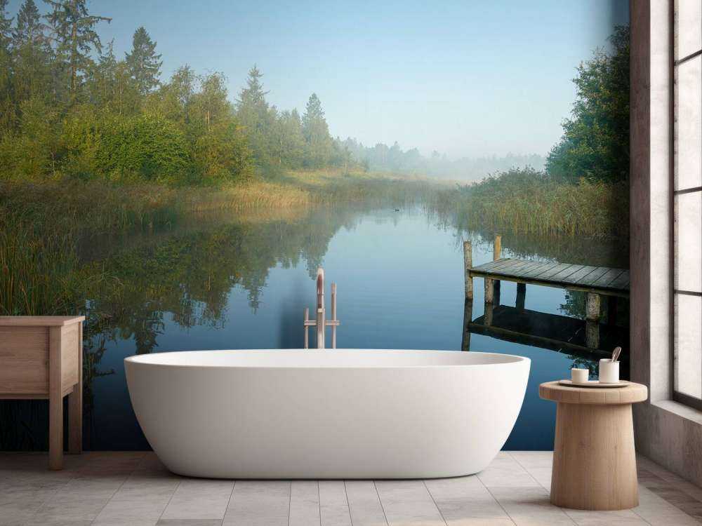 Wooden scaffolding in the forest