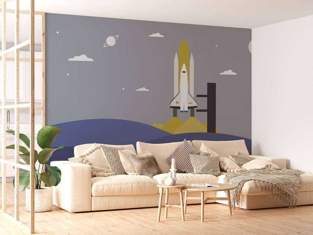 Rocket launch between the hills