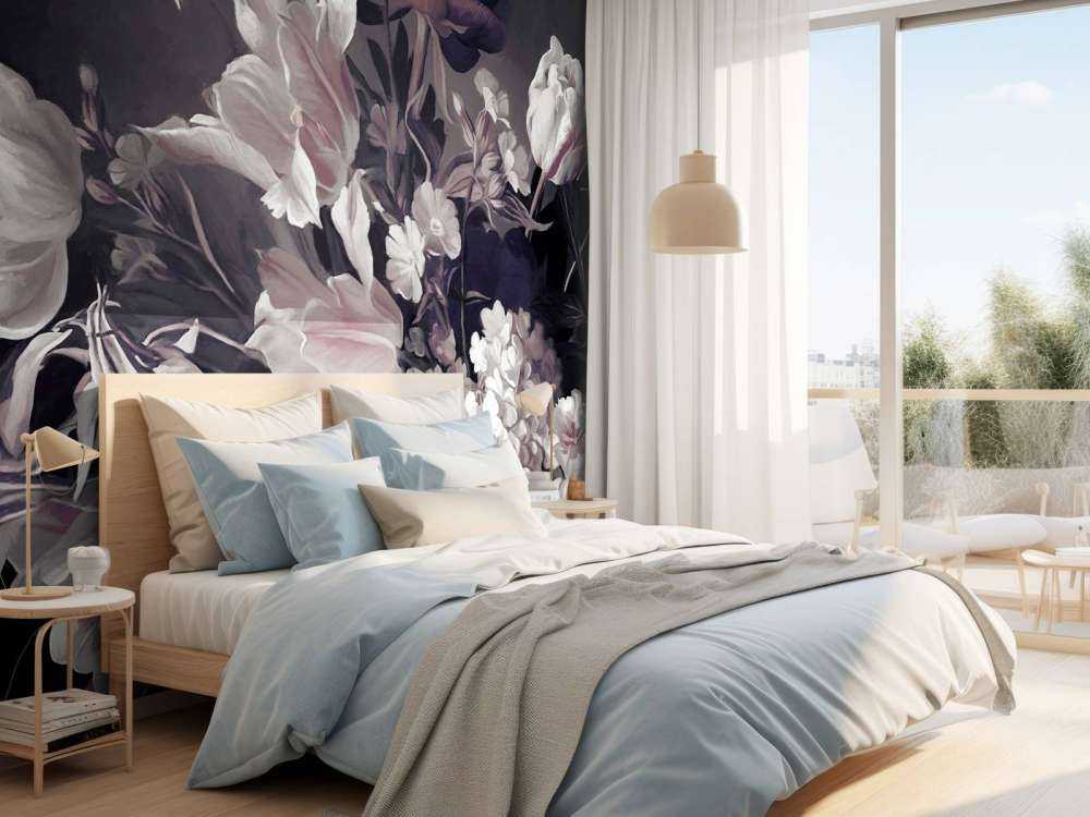 Bouquet with purple tulips