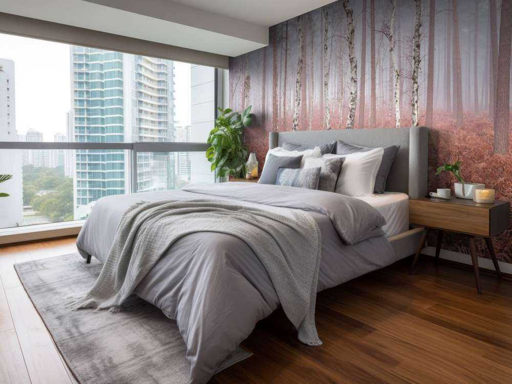 Deserted foggy forest