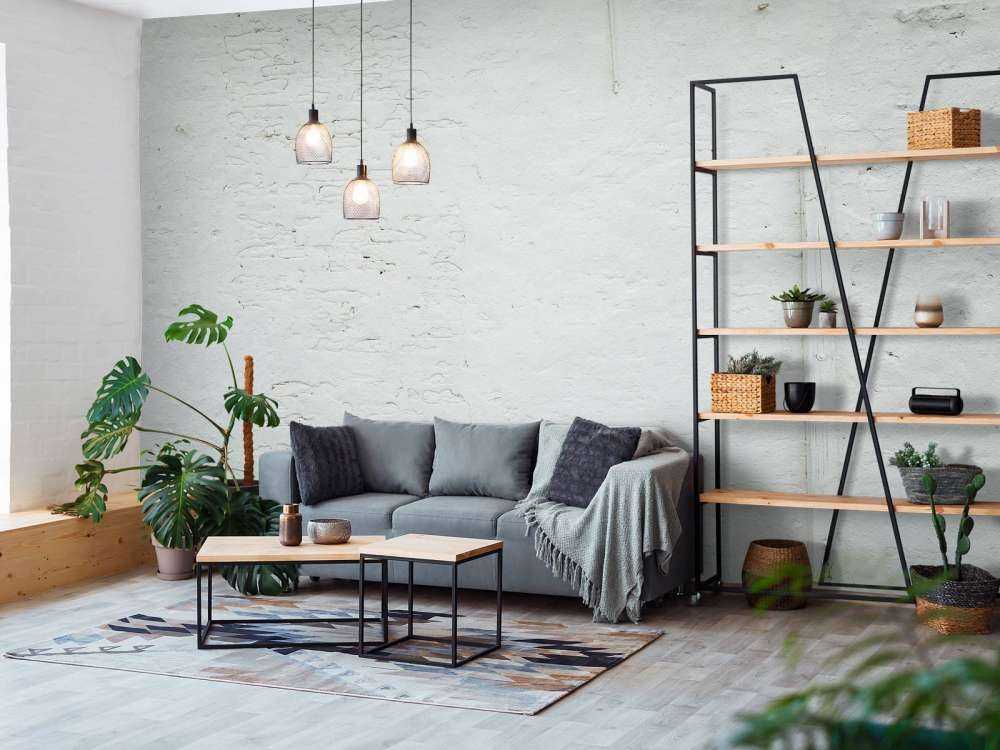 Wall with white stucco and beam