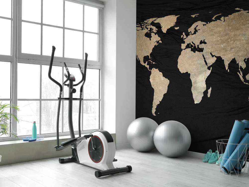 World map light gold