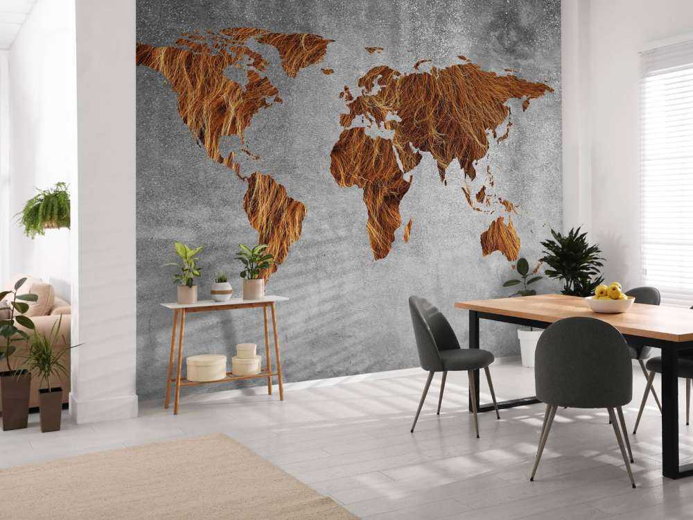 World map with texture