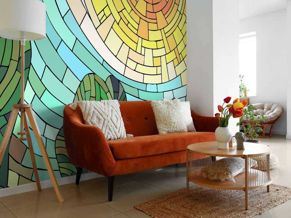 Red sun by the trees