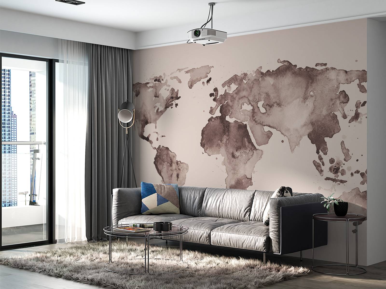 World map in sepia