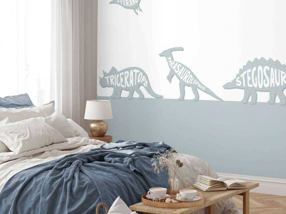 Dinos with text in blue