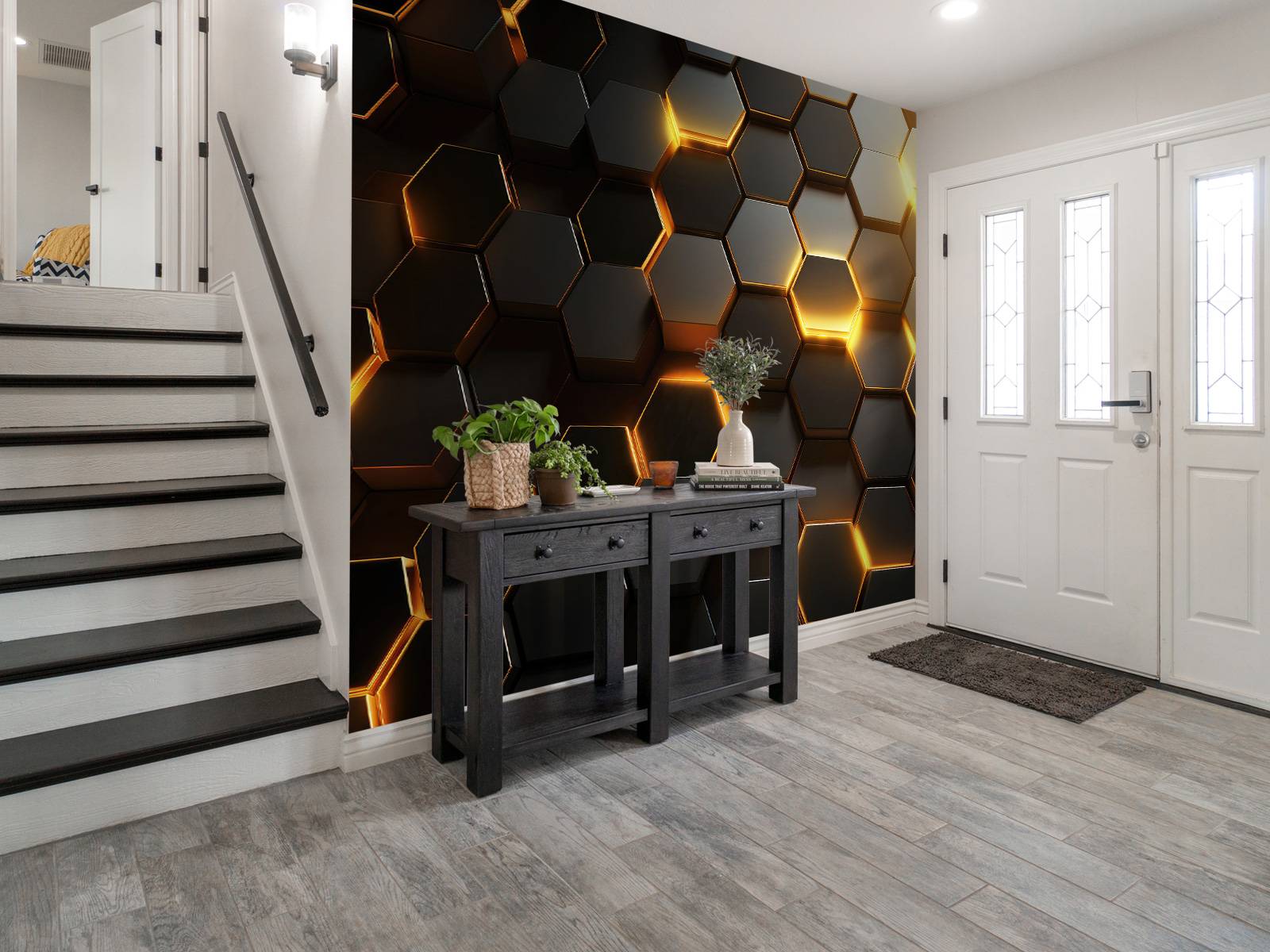 Glowing Golden Hexagons