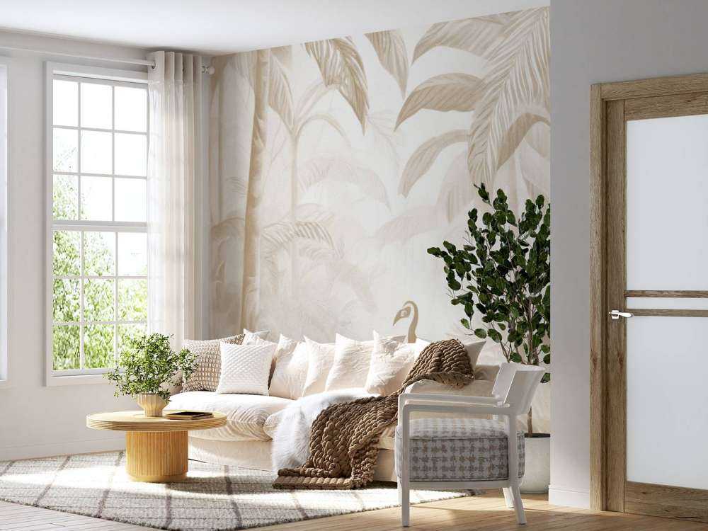 Hidden Jungle with Ibis, taupe