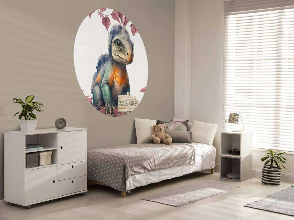 Baby ankylosaurus in the pink jungle