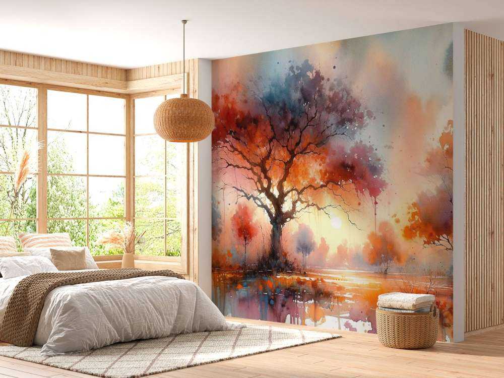 Autumn's Fiery Canopy at Dusk