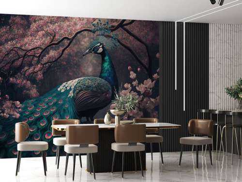Peacock in Blossom Splendor