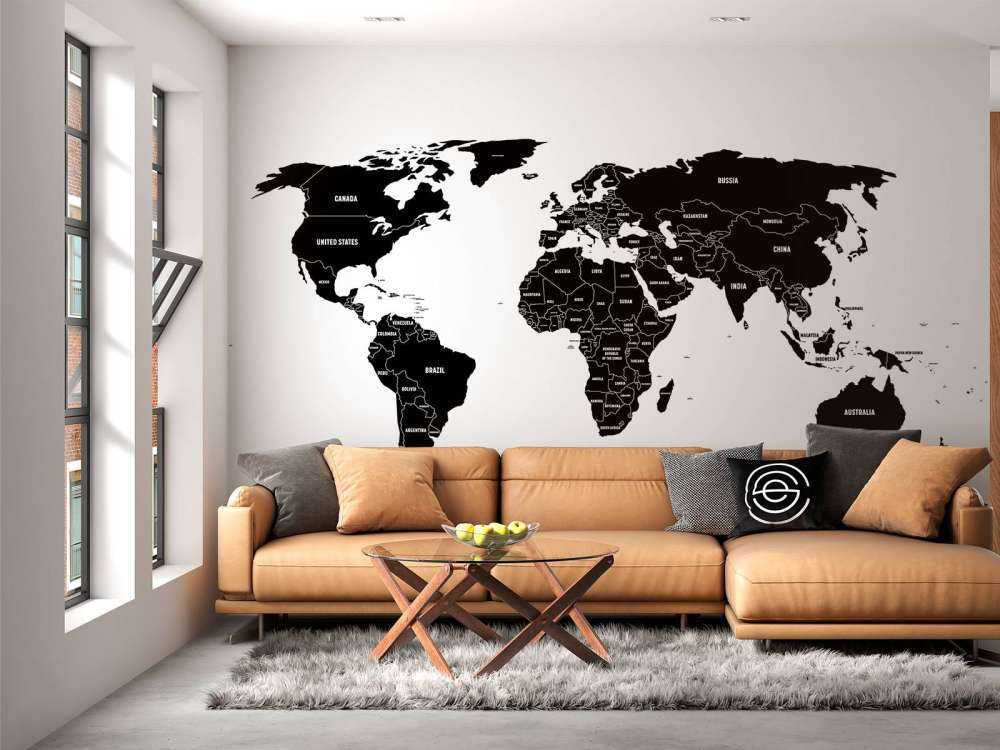 Black world map