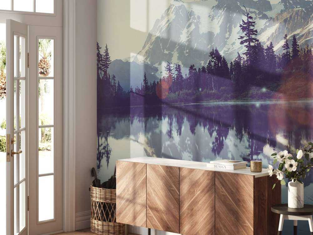 Mountain lake with forest