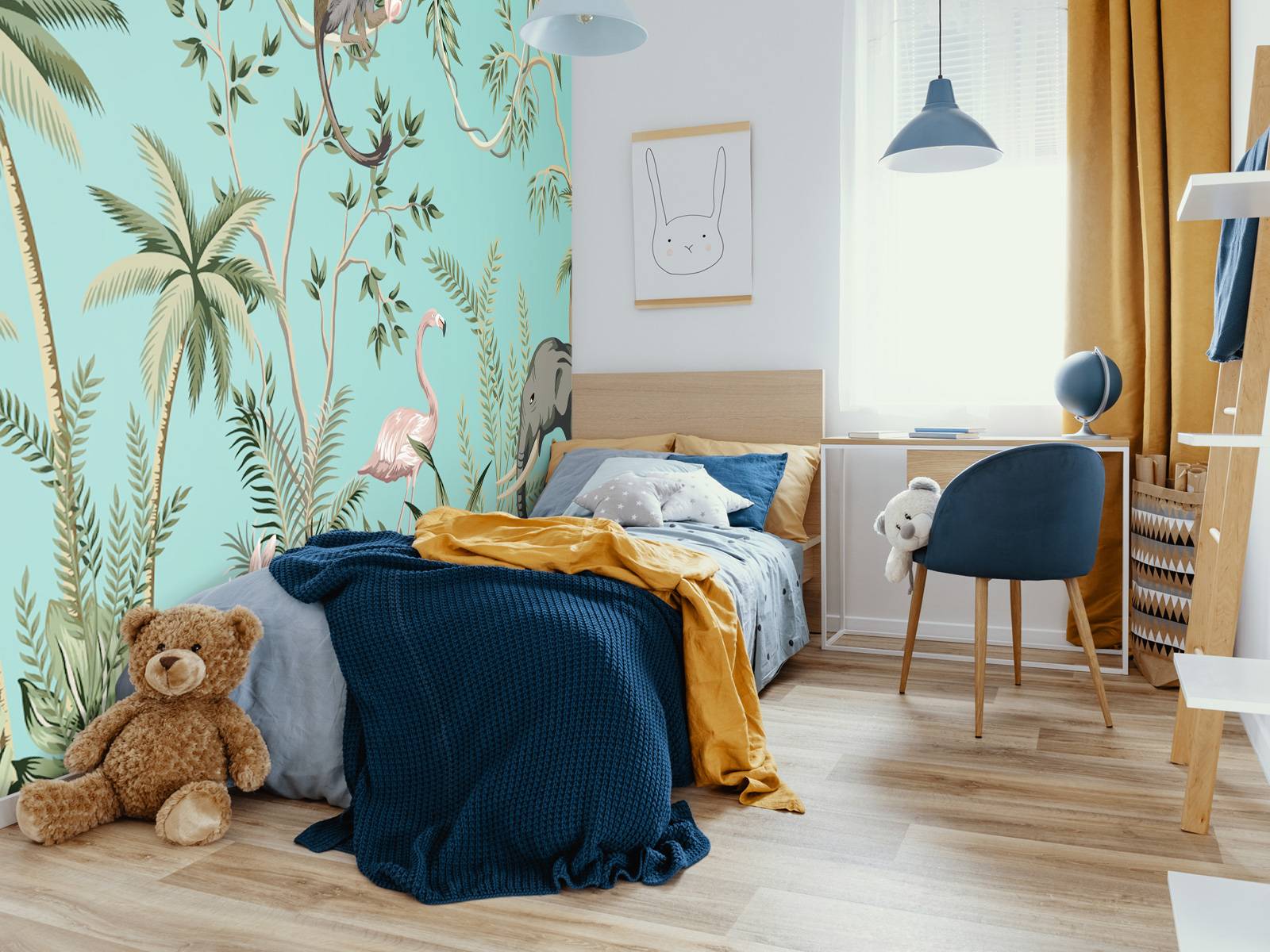 Elephant, flamingo and friends