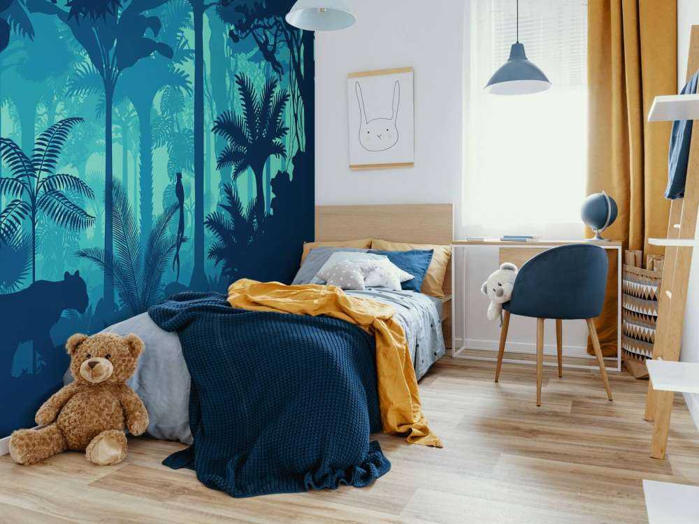 Blue jungle silhouette