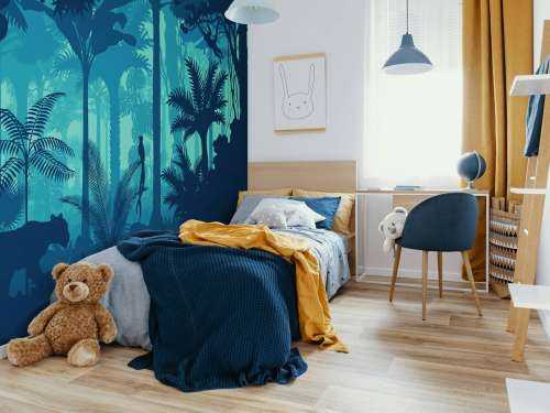 Blue jungle silhouette