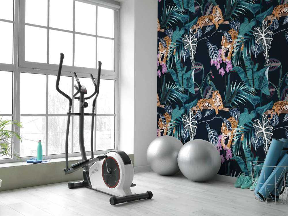 Tigers, leaves and flowers