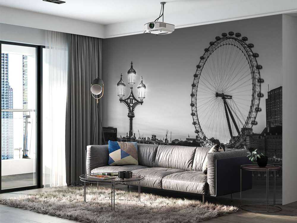 Ferris wheel black and white