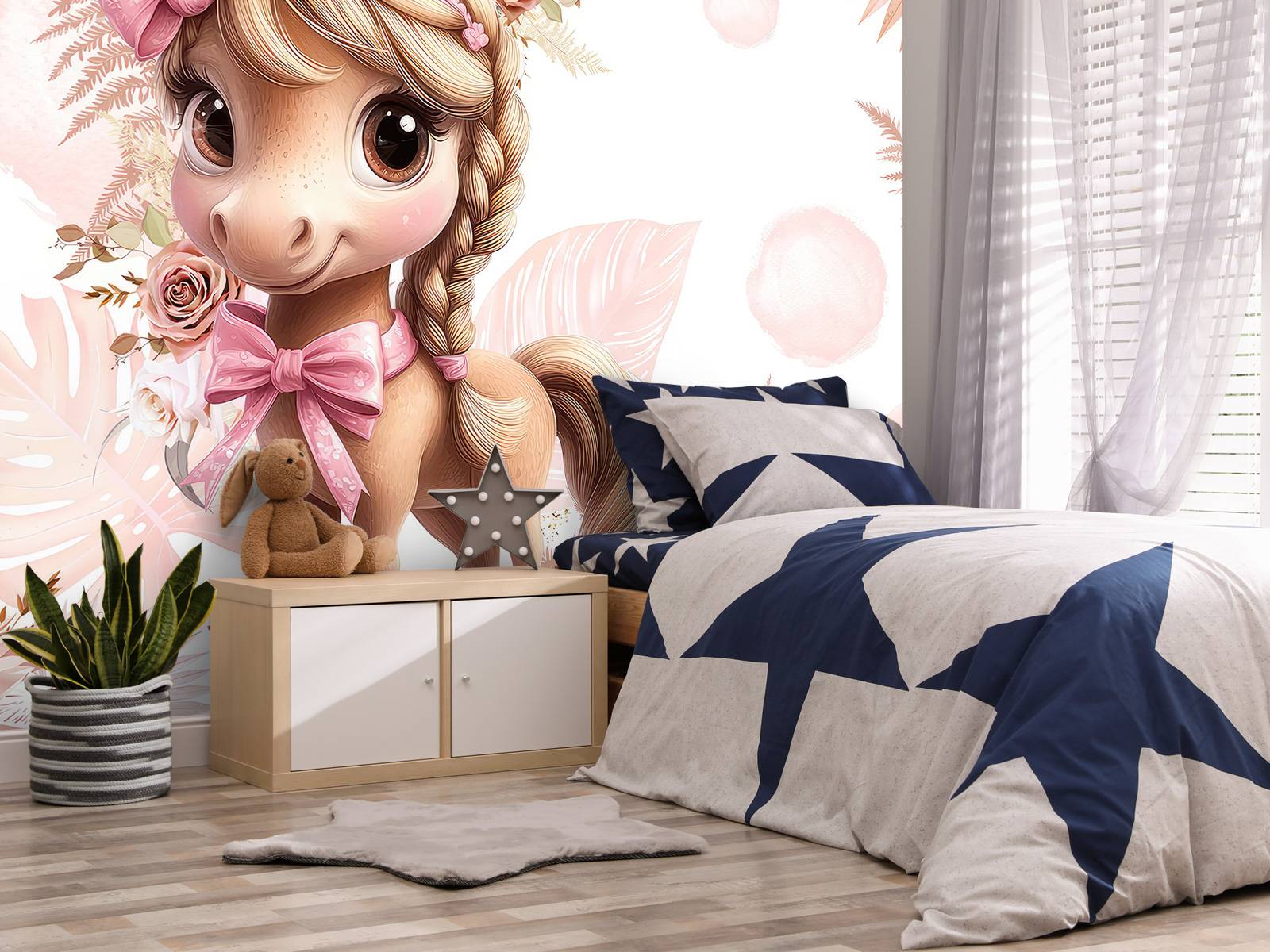 Elegant pony with pink bow