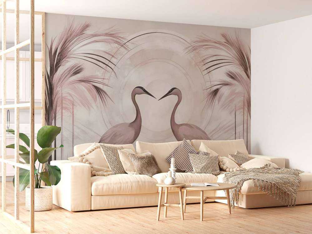 Cranes at Sunset Pink