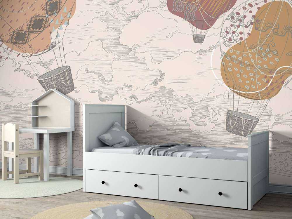 Colored hot air balloons