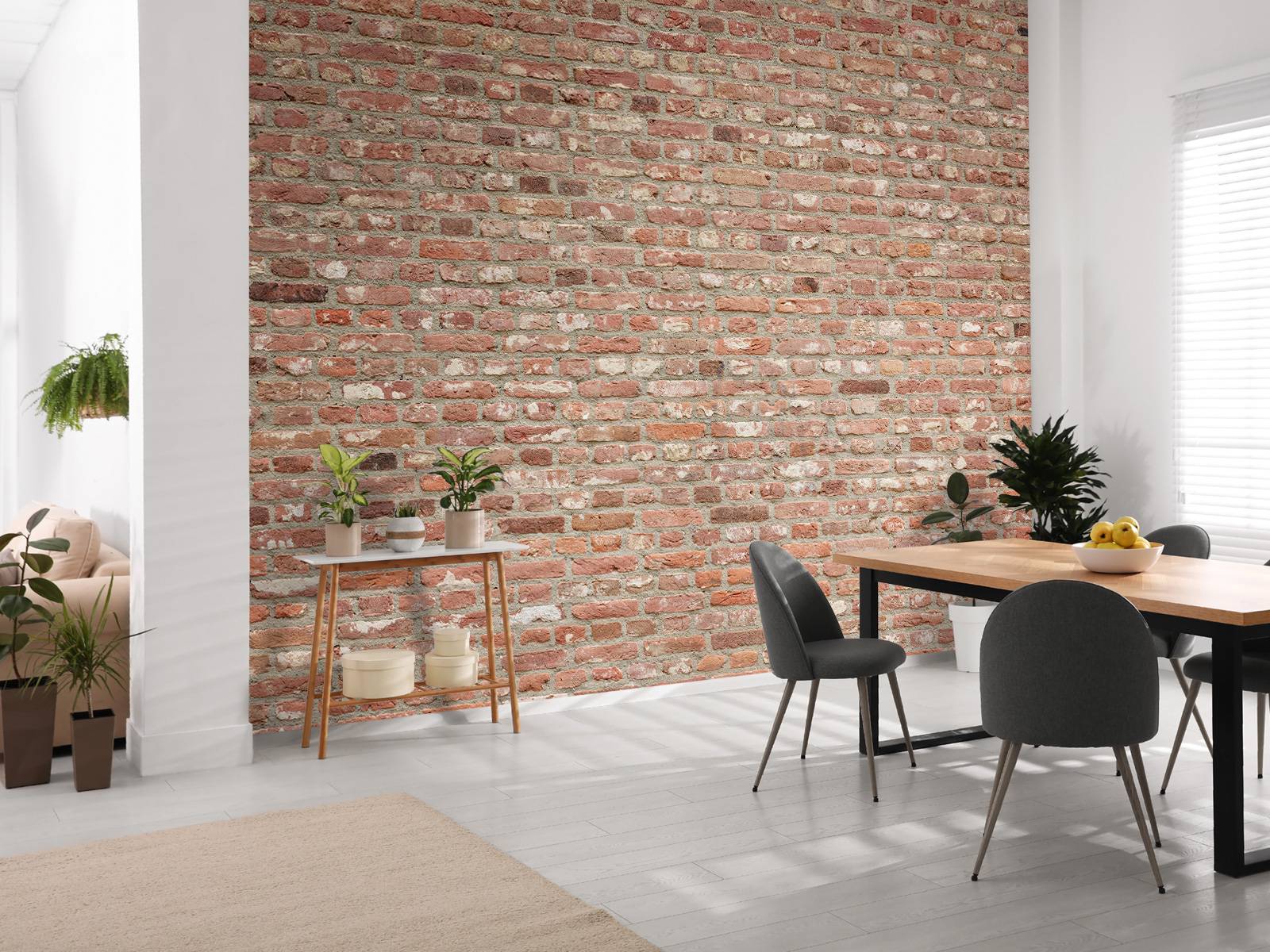 Wall with different colours of bricks