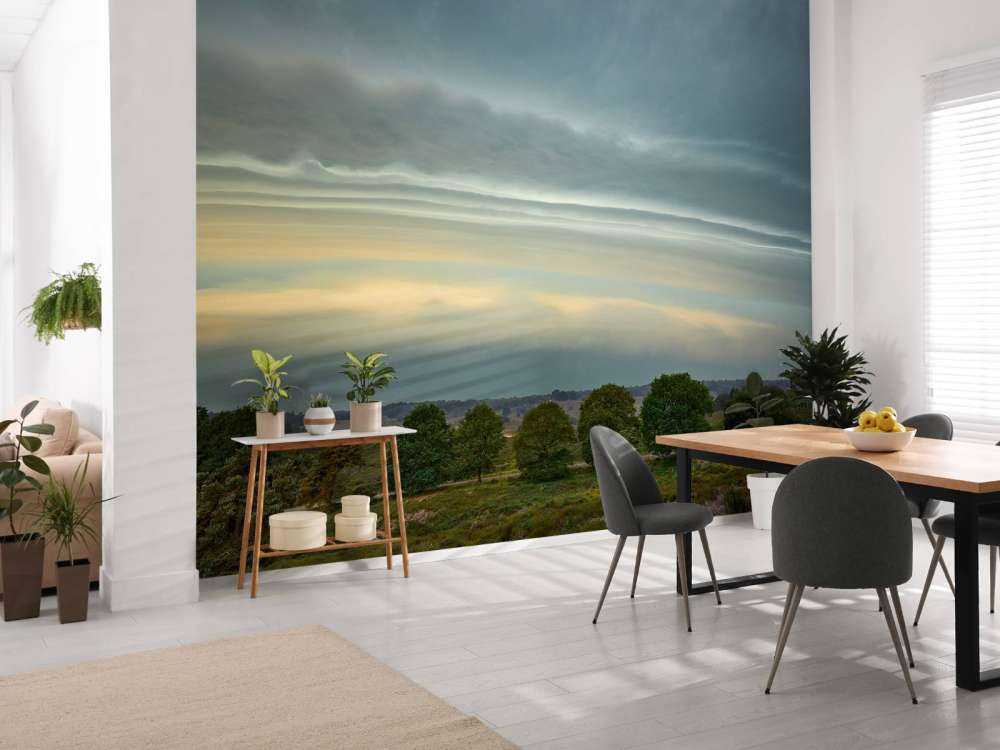 Plankwolk (Shelfcloud) boven heidegebied