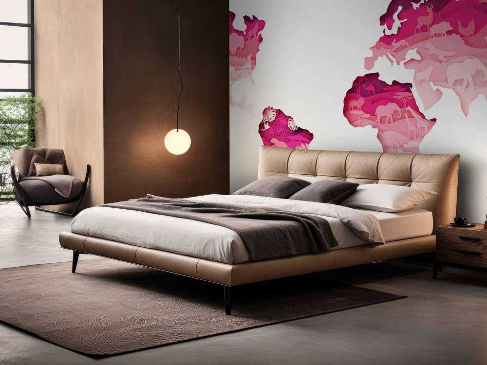 Dieren wereldkaart roze tinten