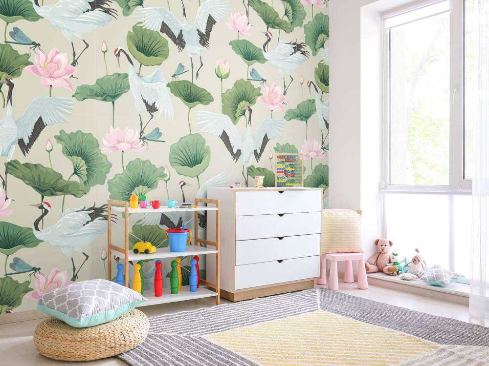 Witte kraanvogels, lichtbruin