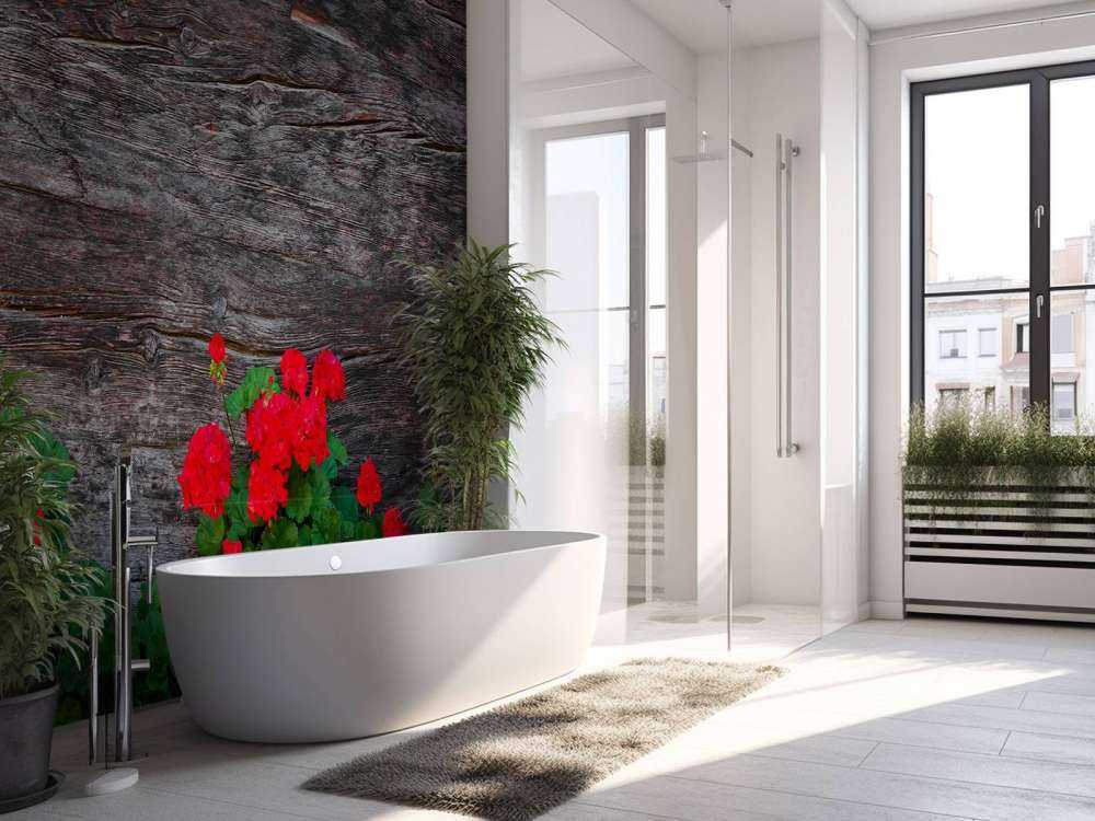 Weathered wood with flowers