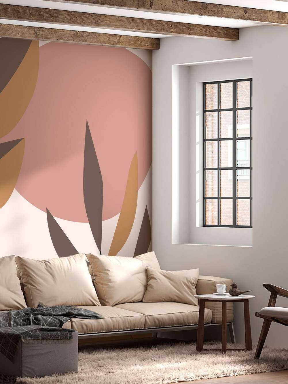 Roze cirkel met planten