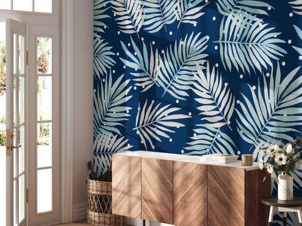 Pattern with tropical leaves