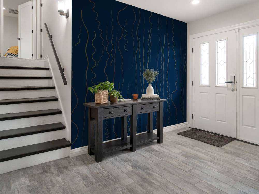 Organic lines grass midnight blue