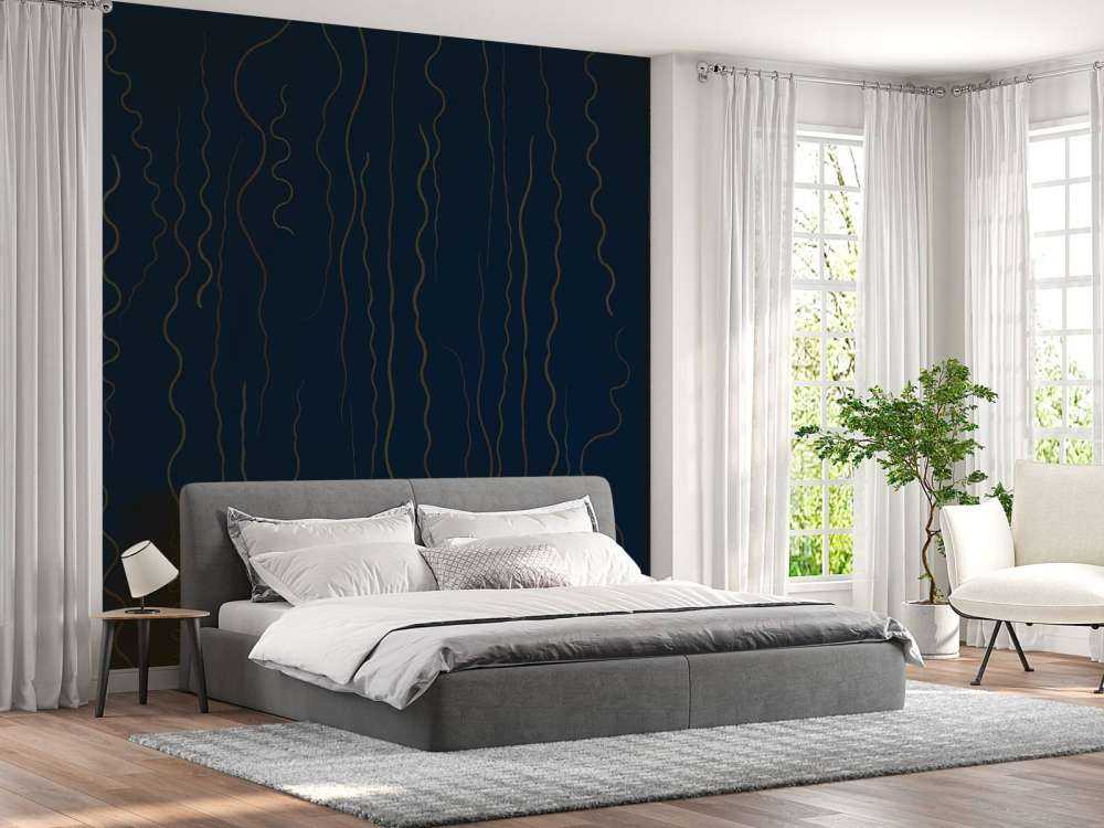 Organic lines grass midnight blue