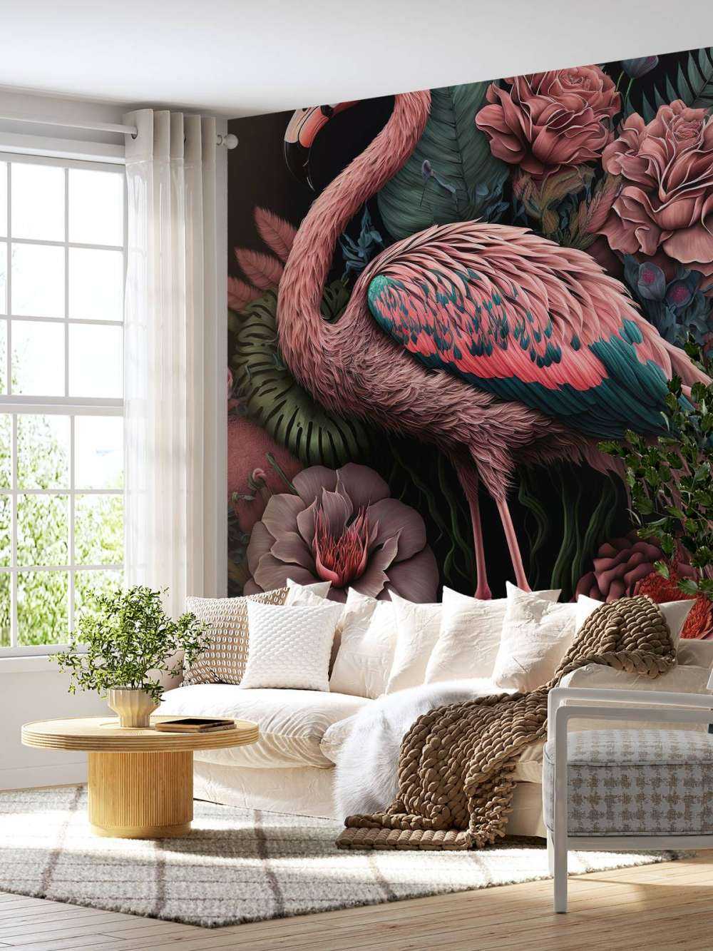 Flamingo Floral Splendor Night