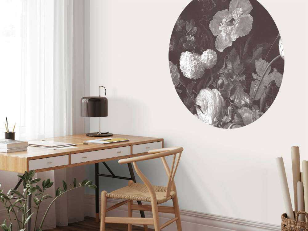 Baroque flowers still life - dark sepia