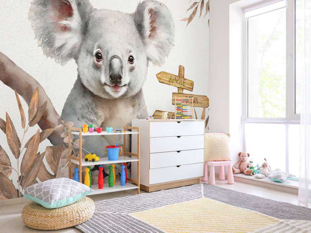 Baby koala in the jungle taupe