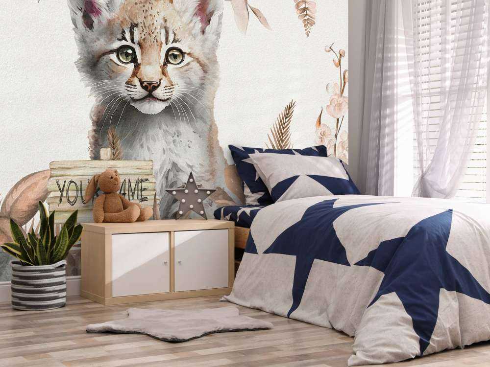 Baby lynx in the jungle taupe