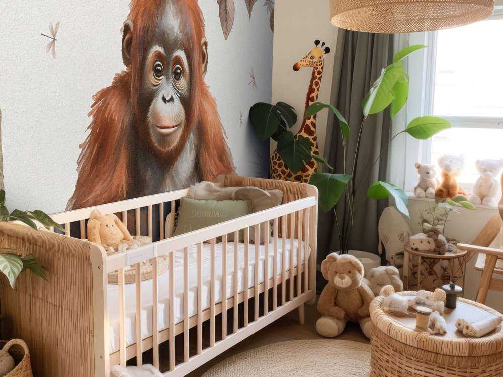 Young orangutan in the jungle taupe