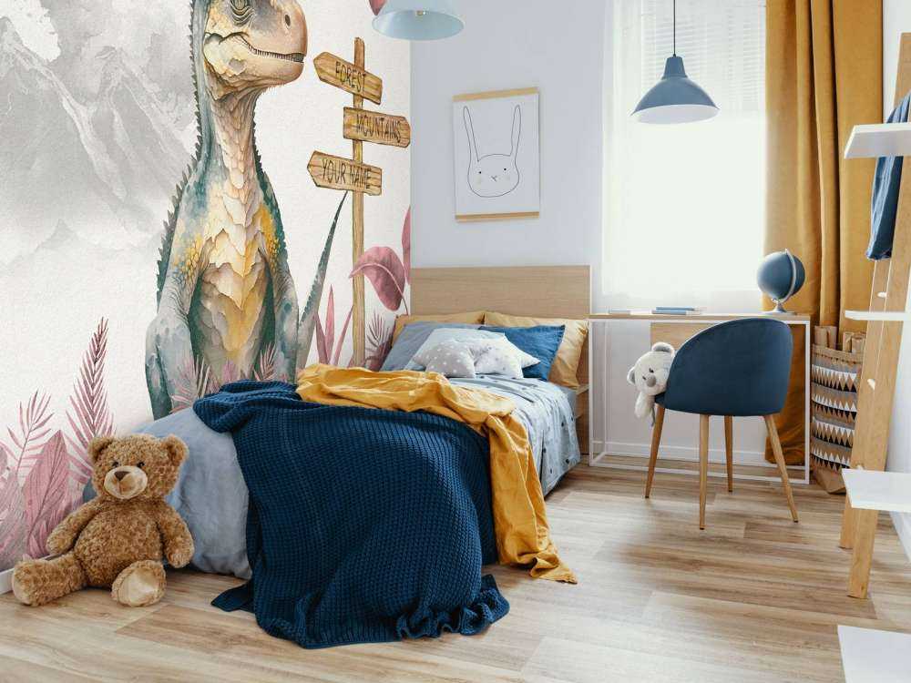 Baby velociraptor in the pink jungle