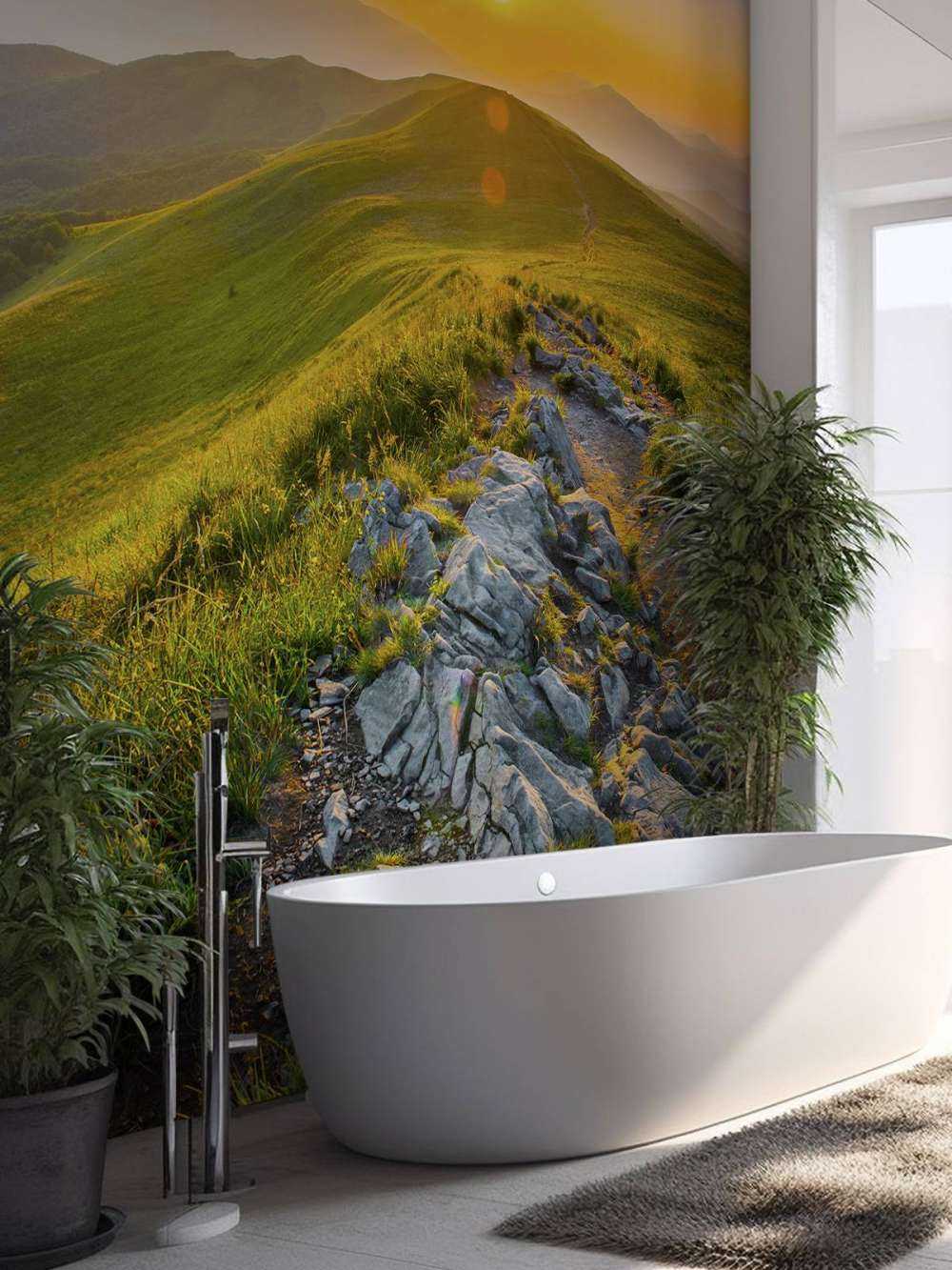 Sunset in a mountainous landscape