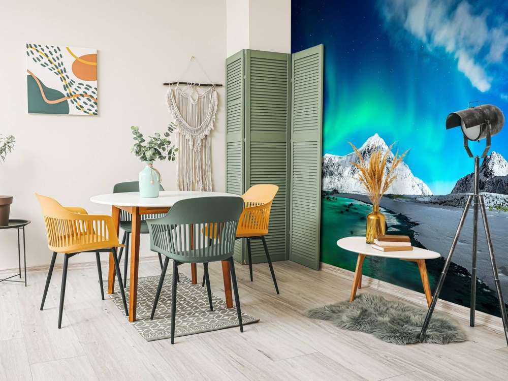 Northern lights above mountains