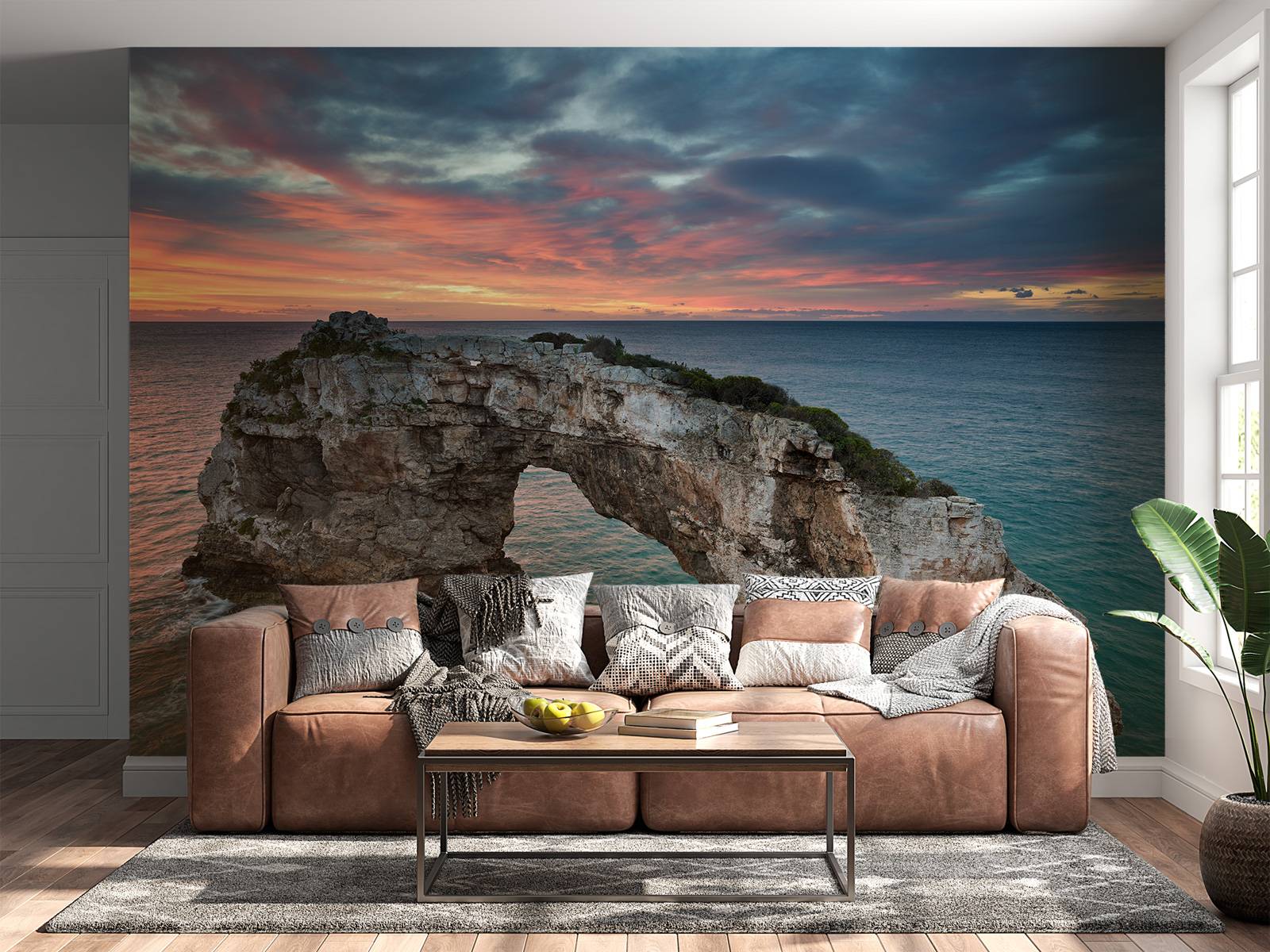 Curved rock in the sea