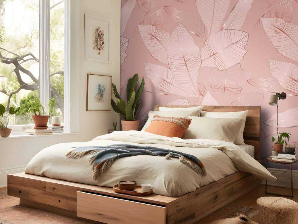 Pink gold leaves