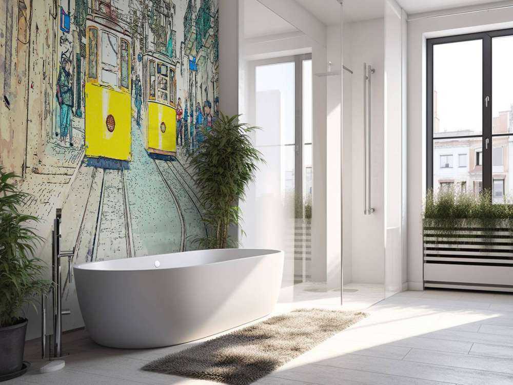 Trams in watercolour