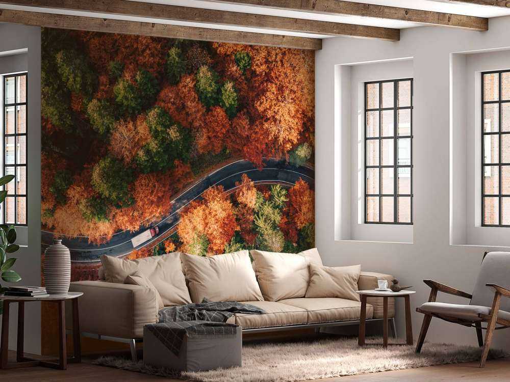 Winding road with truck