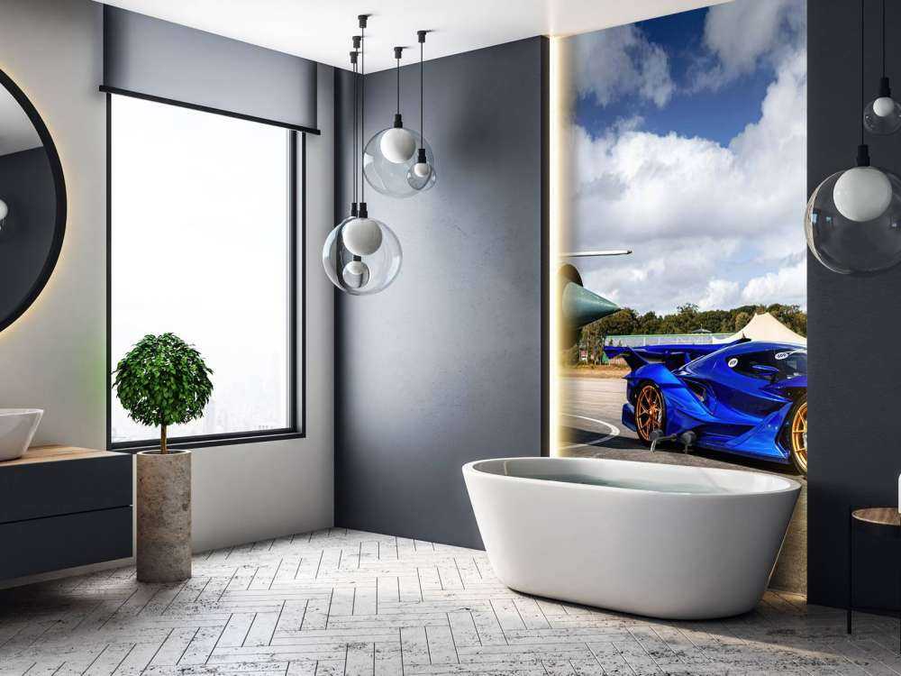 Futuristic supercar at the airport