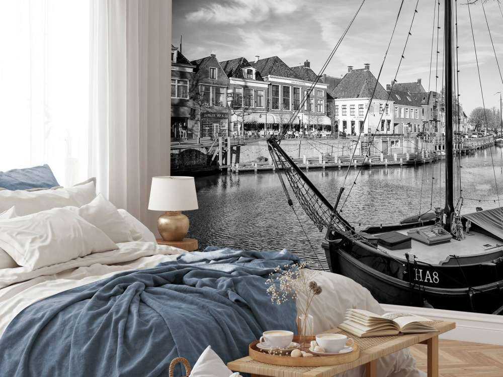 Historic cargo ships docked in Dokkum Friesland 