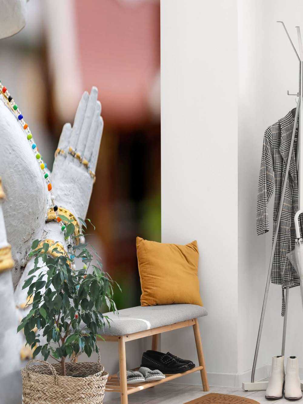 White and gold Buddha Temple complex Bangkok (Thailand)